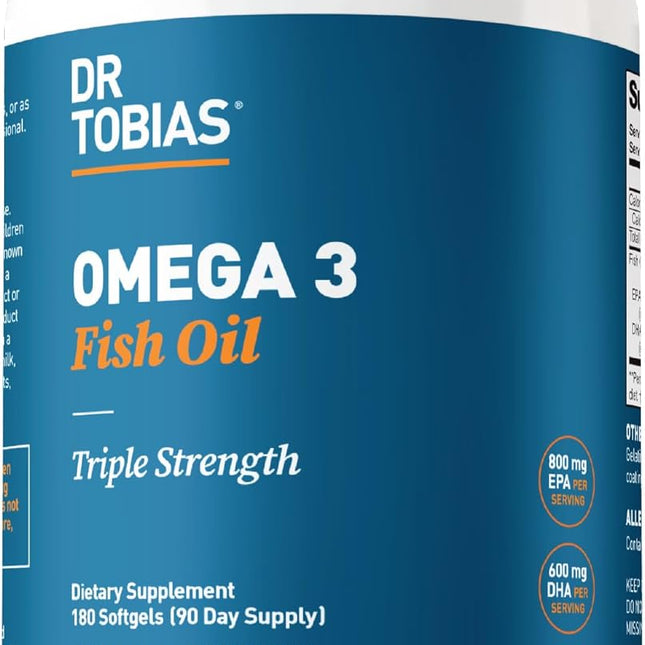 Dr. Tobias Omega 3 Fish Oil 2000mg 180 softgels bottle