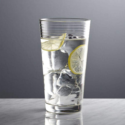 Set of 16 Heavy Base Ribbed Durable Clear Drinking Glass Cups