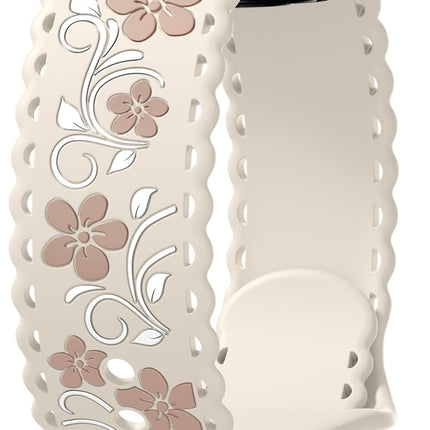 Getino Floral Band Compatible with Apple Watch Bands For Women 40mm 42mm 41mm 38mm 44mm 45mm 46mm 49mm, Cute Engraved Flower Soft Comfortable Silicone Strap for iWatch Series 11 10 9 8 7 6 5 4 3-1 SE