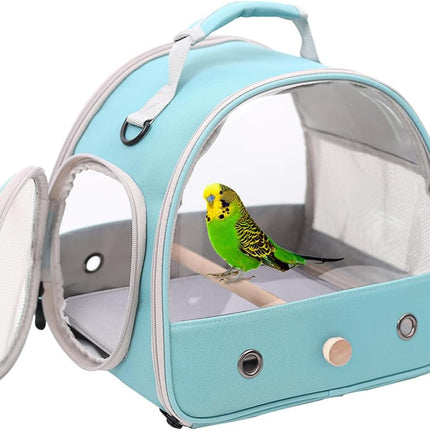 Small Bird Travel Cage Carrier, Portable Parrot Parakeet Carrier with Standing Perch and Comfy Mat, Budgies Carry Transport Bag for Vet Visit Shopping and Outdoor Adventure.