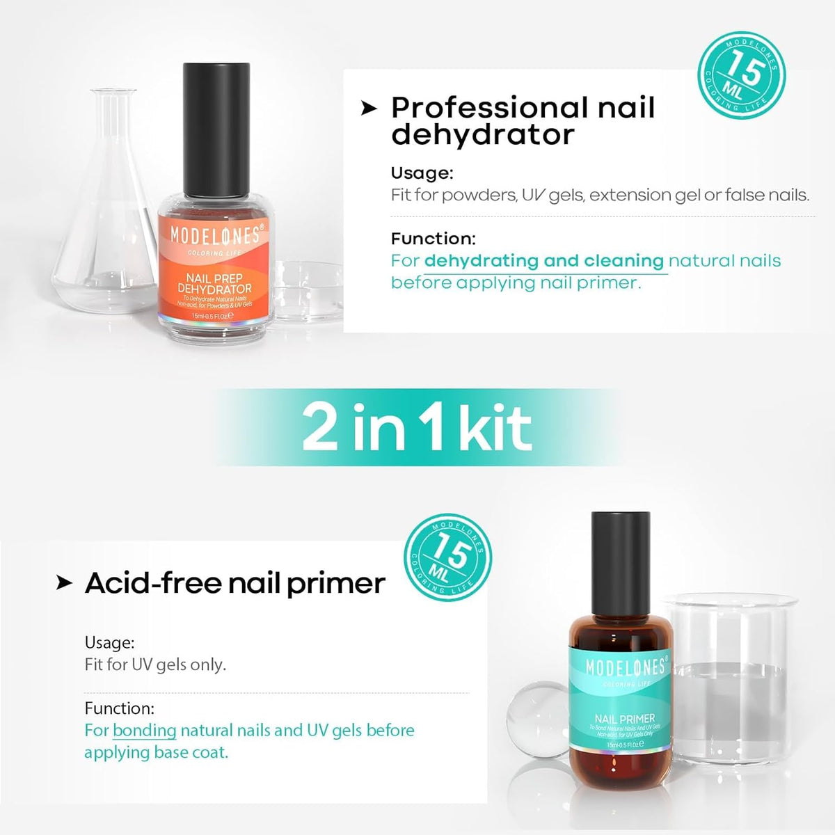 15 ml Acid-Free Nail Dehydrator and Primer Prep Kit - photo 2