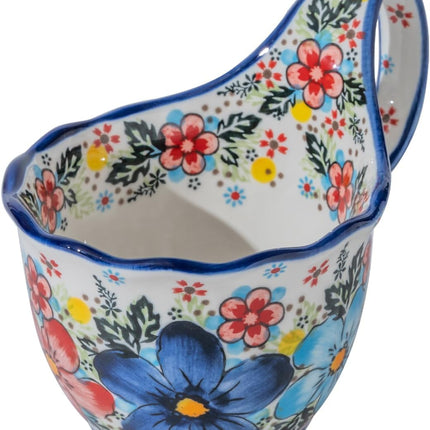 ALMA 18oz Microwavable Soup Bowl with Loop Handle, Handpainted Decorative Mug Big Handle, Ceramic Soup bowl for Mother, Cereal Bowl Great for Fruits, Chili, Stew, Ice cream