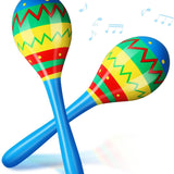 7.87 Inches Fiesta Wooden Maracas 2 Pcs Noisemaker for Mexican Fiesta