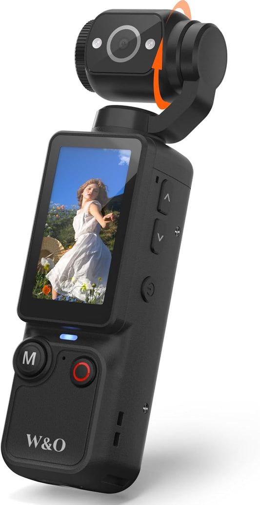 Vlogging Camera with 180° Rotating Lens, Pocket Body Camera with Audio & Video Recording,7-Hour Battery, Handheld POV