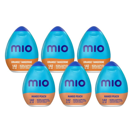 Mio Water Enhancement Variety Pack Includes 3 Orange Tangerine and 3 Mango Peach 1.62 Fl Oz each (Pack of 6)