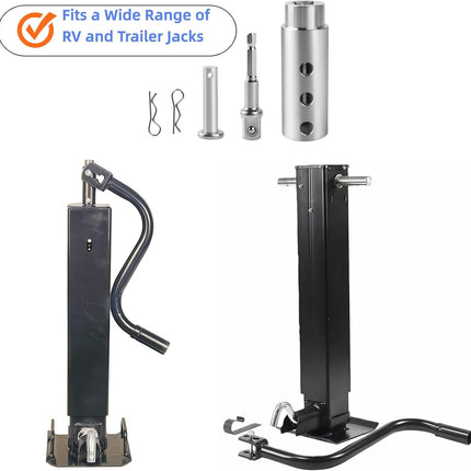 Trailer Jack Drill Adapter, 1 Inch Drive Shaft Compatible, Turbo ，ez Crank Jack Adapter Tool & 1/2 Inch Socket Bit, Heavy Duty for RV, Construction, Dump Trailers (DIY, Campers)