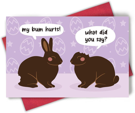 Funny Easter Card, Hilarious Chocolate Bunny Greeting with Sweet Easter Wishes, Humorous Easter Card for Friends, Family