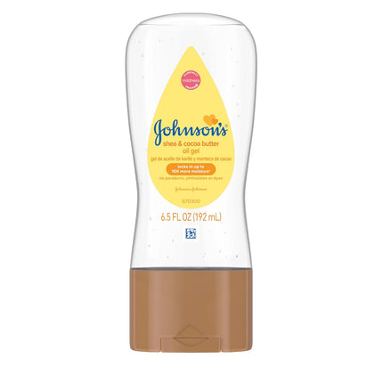 Johnson's Baby Oil Gel, Moisturizing Baby Massage Mineral Oil Enriched with Shea & Cocoa Butter, Dry Skin Relief for Babies, Kids & Adults, Nourishing & Gentle on Delicate Skin, 6.5 fl. oz, 6 Pack