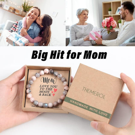 THEMEROL Mothers Day Birthday Gifts for Mom/Auntie/Grandma/Sister-Love/Balance-Natural Crystal Bracelet with Meaning-Handmade Gifts