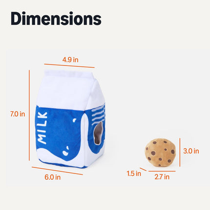 Amazon Basics Interactive Dog Squeak Toys with 1 Milk Carton and 4 Cookies, Ideal for Puppies, Small and Medium Dogs