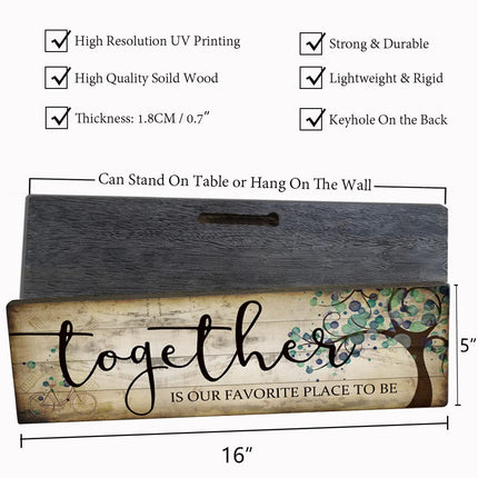 Family Art Decor Inspirational Quotes Wall Hanging Sign - Together is Our Favorite Place to Be  - photo 4