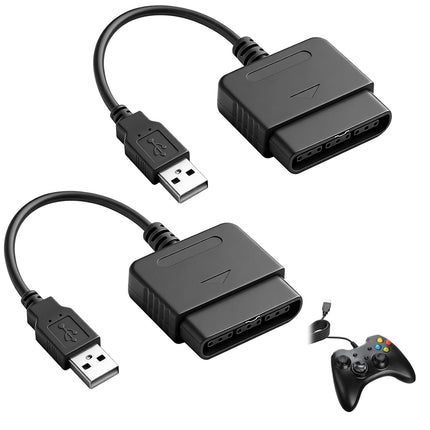 2Pcs PS2 Controller to USB Controller Adapter, Converter Cable Compatible with Sony PlayStation PS1 PS2 Guitar Controller Gamepad to PC/PS3 [video game]