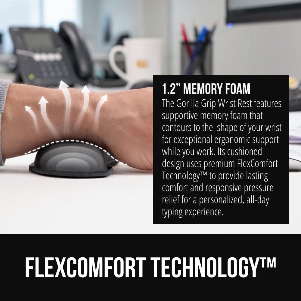 Silky Memory Foam Wrist Rest for Computer Keyboard, Mouse, Ergonomic Design for Typing Pain Relief, Desk - photo 4