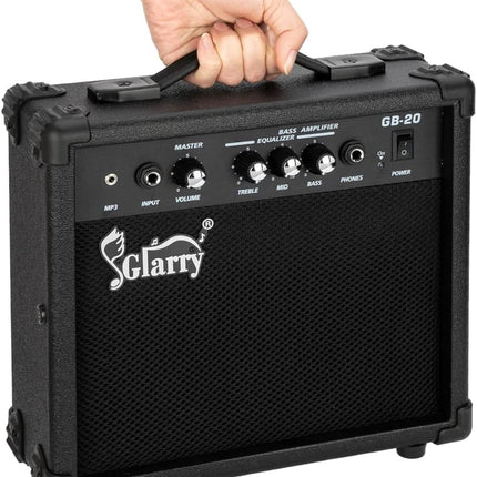 20W Electric Bass Amplifier – Portable Practice Amp with Volume, Treble, Middle & Bass Control, Perfect for Beginner Home Jamming