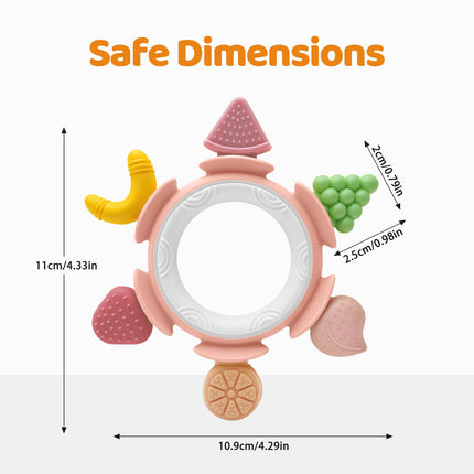 Juguetes de dentición para bebés de 3-12 meses, anillos de dentición de silicón para bebés, mordedor infantil para alivio de encías, mordedor sensorial, regalo de Halloween para recién nacidos niños y niñas, rosa