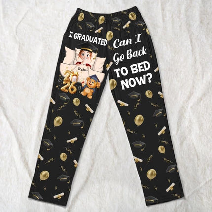 I Graduated Can I Go Back To Bed Now - Personalized Lounge Pants, I Graduated Can I Go Back To Bed Now Pajama Pants, Class of 2026 Graduation Custom Photo Sleep Pants for College Graduates Friends