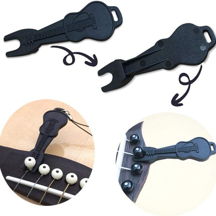 Plastic Acoustic Guitar Bridge Pins Pegs-6pcs with 1pc Bridge Pin Puller Remover Guitar Parts Replacement Tool-Black
