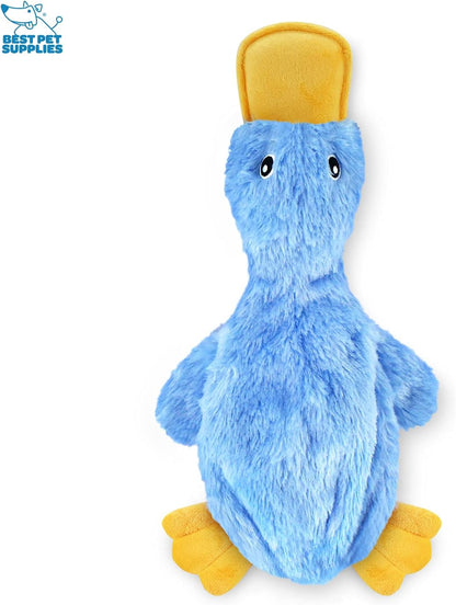 Interactive Squeaky Dog Chew Toy - Blue Crinkle Duck, Large - photo 2