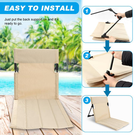 Beige Folding Floor Chair with Backrest for Poolside, Beach, 1 Pack