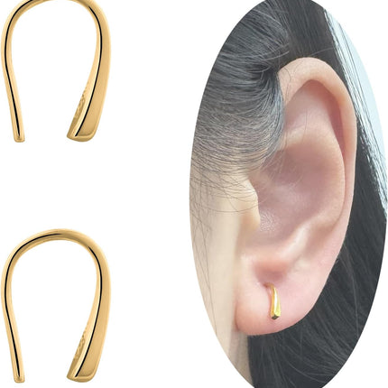 Tiny Pull Through Earrings Small Threader Earrings S999 Sterling Silver Earrings Hypoallergenic Teardrop Earrings Drop Earrings for Women Trendy - Silver & Gold
