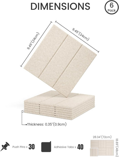 Felt Bulletin Board Tiles - 28" x 18" Oatmeal 6-Pack with 40 Adhesive Tabs - photo 2