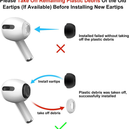 3 Pairs Replacement Ear Tips for AirPods Pro and 2nd Generation with Noise Reduction Hole, Silicone Ear Tips for AirPods Pro with Portable Storage Box and Fits in Charging Case (S/M/L, Black)