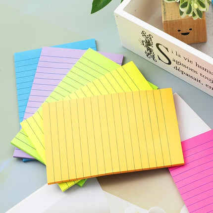 SourcetoHome (6 Pack) Lined Sticky Notes 4x6 in,Large Notepads with Lines,Ruled Stickies Super Sticking Power,Office School Memo Note Pads Bright Colors,Post on Windows Doors,Recyclable,Easy to Write on - General - detail view 3