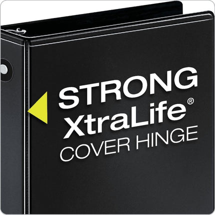 Cardinal Economy 3 Ring Binders, Binders for School and Office, Durable 1/2 inch Round Rings, Holds 125 Sheets, ClearVue Presentation View, Non-Stick, Black, Carton of 12 (90602)