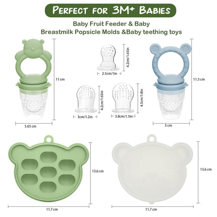 Baby Breastmilk Popsicle Molds & Baby Fruit Feeder (6 Pack), Infant Food Freezer Tray Storage Containers, Silicone Teething Pacifier Feeder and Teether for Babies,Babies Feeder
