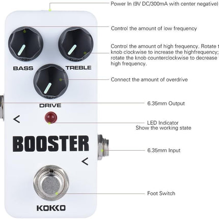 JUMP KOKKO Electric Guitar Effect Pedal True Bypass Full Metal Shell (BOOSTER)