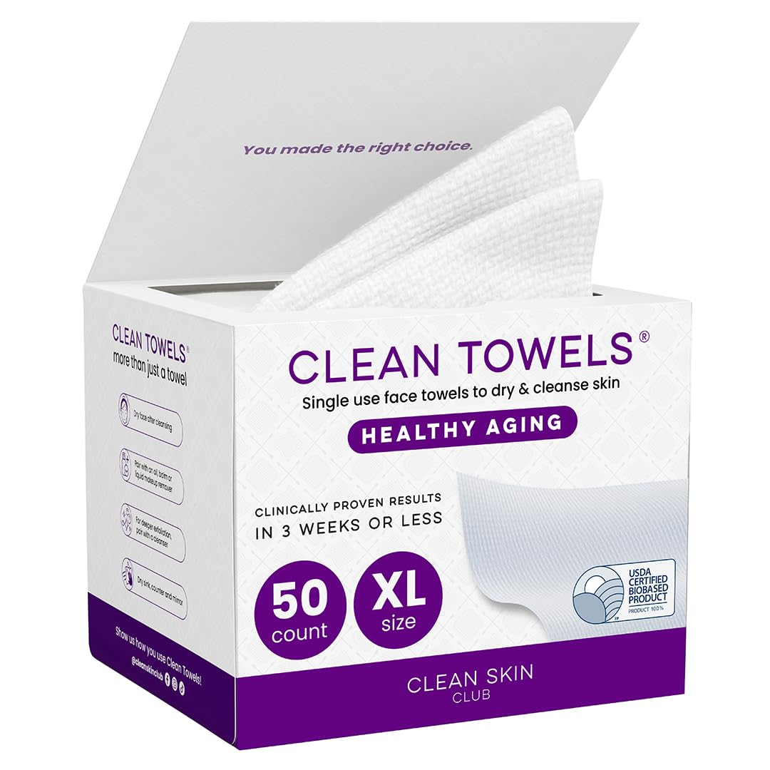XL Disposable Face Towels for Healthy-Aging Skincare, 50 Count