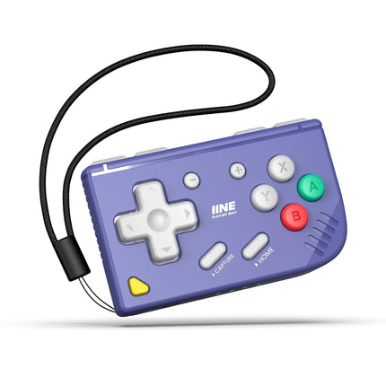 IINE Mini Retro Game Controller, Pocket-Size Wireless Mini Game Controller with Keychain Design, Portable Travel Controller for Mobile & PC Gaming (Purple)