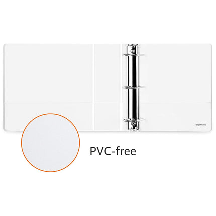 Amazon Basics 3 Ring Binders, 3 Inch D-Ring Organizer for School, Home Office, Paper Storage, White, 2 Pack