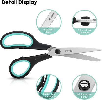3-Pack 8-Inch Heavy Duty Scissors with Ultra Sharp Blades and Comfort Grip Handles - photo 4