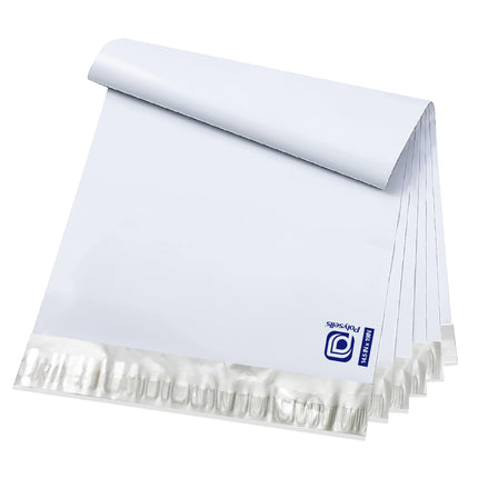 100 pcs 10x13 Inches White x Silver Poly Mailers Shipping Envelopes, Strong Adhesive Sealing, Waterproof, and Tear-resistant Postal Mailing Bags for Clothing, Books, and Accessories