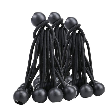 30 Pack Bungee Balls, Black Ball Bungee Heavy Duty Heavyweight 4 inches Tarp Bungee Cords, Weather Resistant Tie Down Strap 4mm Thickness - for Camping, Tents, Cargo, Holding Wire and Hoses