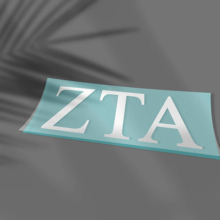 Zeta Tau Alpha Greek Sorority Sticker Decal, 2.5 Inches Tall, White