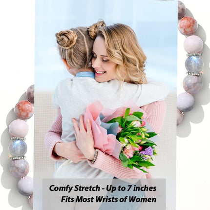 THEMEROL Mothers Day Birthday Gifts for Mom/Auntie/Grandma/Sister-Love/Balance-Natural Crystal Bracelet with Meaning-Handmade Gifts