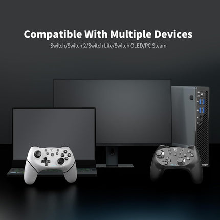 AceGamer Wireless Pro Controller for Nintendo Switch/Lite/OLED/Switch 2/PC, 2 pack, Dual Vibration/Turbo/Ergonomic ! (Black&White)