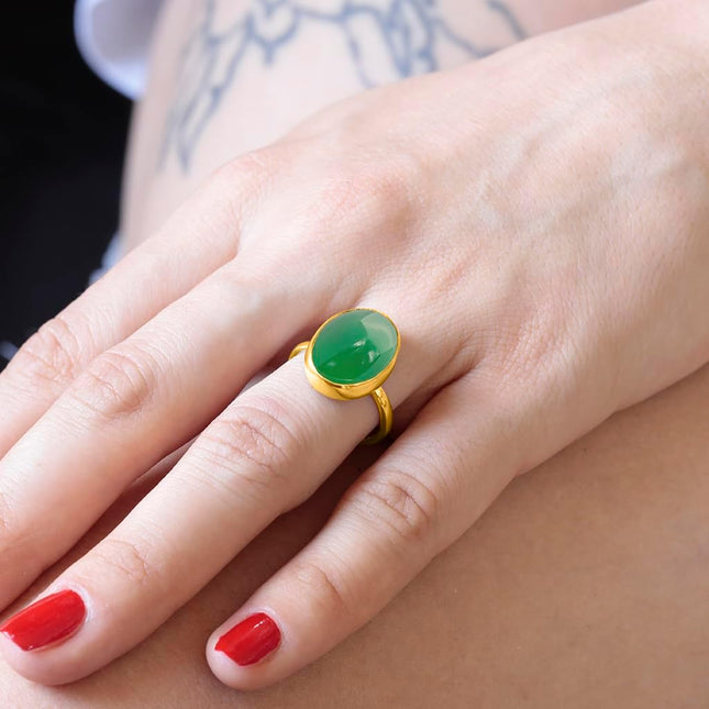 Oval Labradorite Ring in 24K Gold Vermeil Sterling Silver