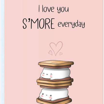 ALY LOU Mothers Day Card Anniversary Birthday for Mom Dad Wife Husband Girlfriend Boyfriend Stepmom Aunt Parents – Cute Funny Punny Greeting Card for Fathers Day – Blank Inside (I Love You S'more)