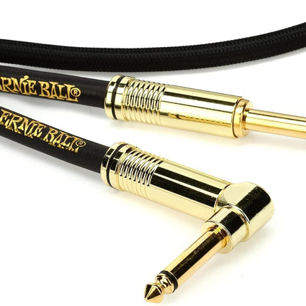 Ernie Ball Braided Instrument Cable, Straight/Angle, 10ft, Black (P06081)