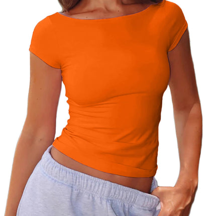 Women's Boat Neck Baby Tee Short Sleeve T-Shirts Going Out Tops