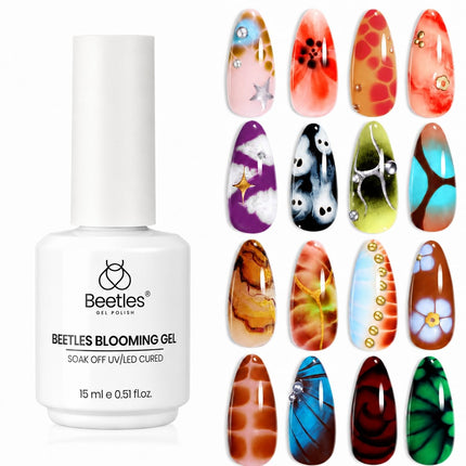 Gel blooming 15 ml esmalte en gel UV transparente para nail art de uñas tortuga