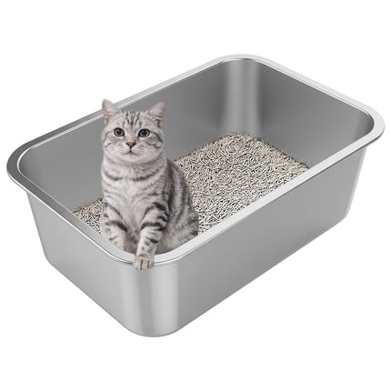 Stainless Steel High Sided Cat Litter Box