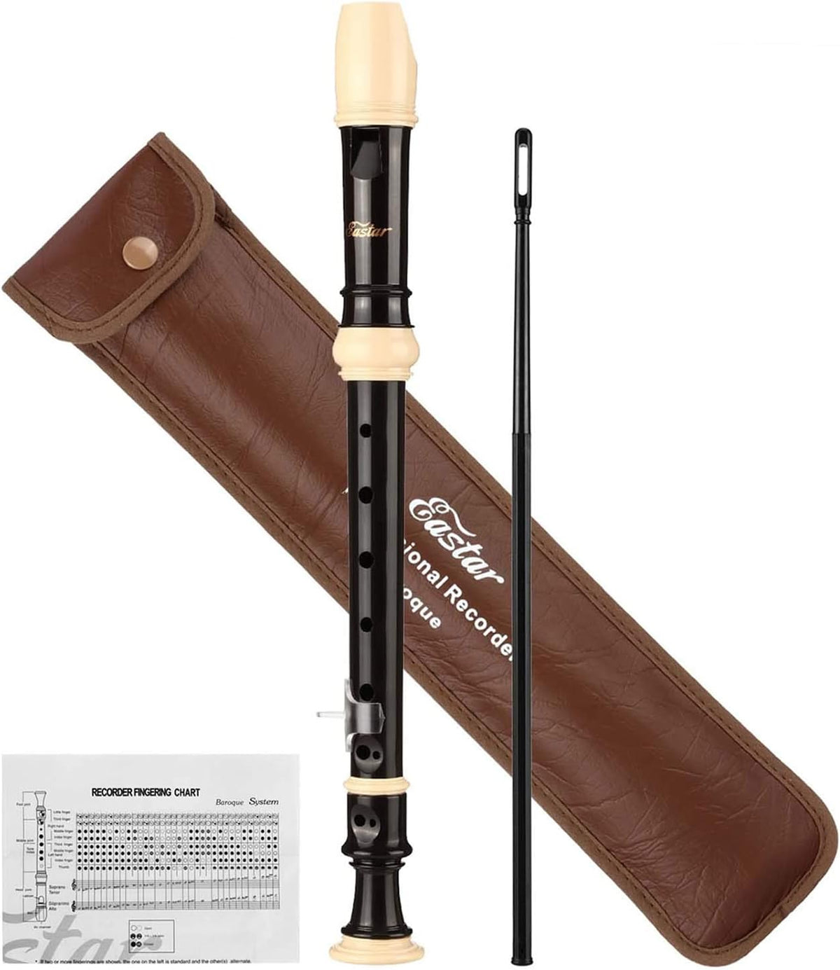 Soprano Recorder for Beginners and Kids, Baroque Style C Key, Brown ABS 3-Piece Set