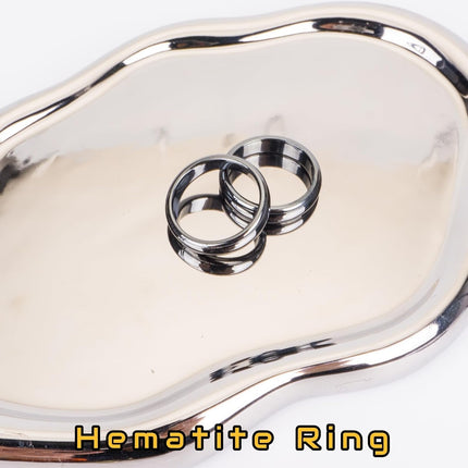 Hematite Rings for Men & Women, Unisex Healing Crystal Jewelry, Beveled Men's & Women's Black Crystal Stone Ring. Absorb Negative Energy, Anxiety Relief, Chakra Balance. Size 6-13