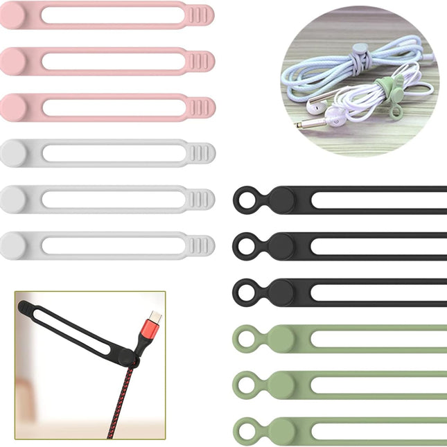 [12Park] Silicone Cable Ties, Reusable Cable Management Organizer