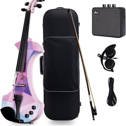 Aileen 20th Anniversary Edition AV-D501 ELECTRIC VIOLIN -4/4 Electric Violin Set with Carbon Fiber Tailpiece, Ebony Fingerboard, Piezo Pickup-Crystal Purple