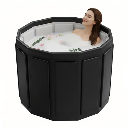 Portable Bathtub for Adult, Foldable Soaking Bathtub for Hot SPA&Ice Bath, Foldable Small Bathtub collapsible bathtub for Bathing, 6-layer Insulated portable tub,Space-Saving (black, 25.9X27.5 IN)